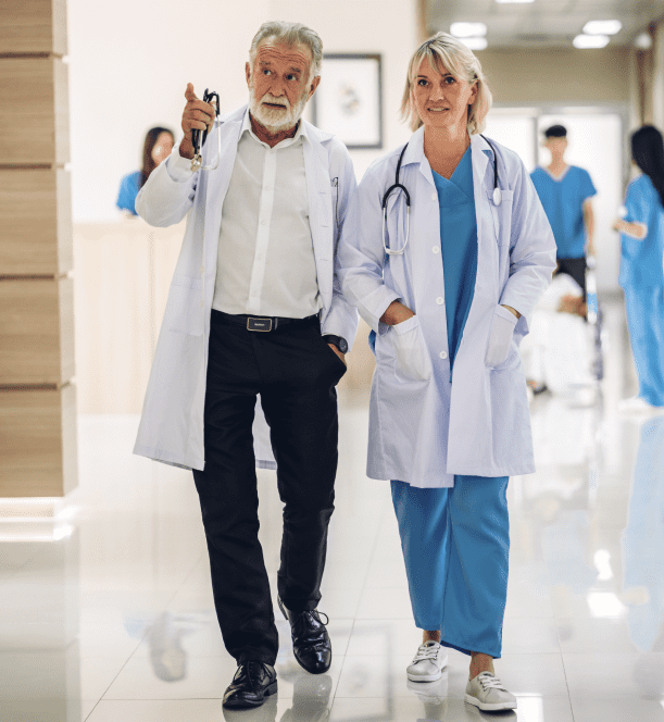 Two doctors walking