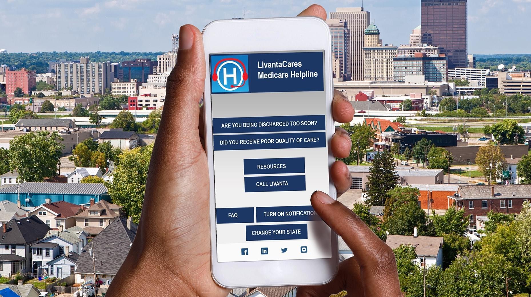 Mobile gadget with opened Livanta website